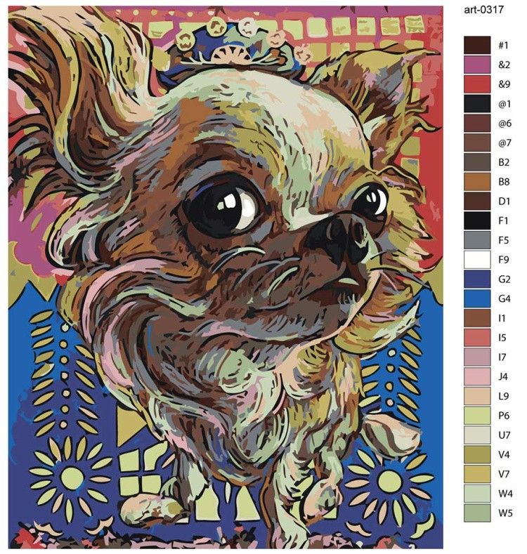 Картина по номерам «Собаки: длинношерстная чихуахуа арт» — картинка 2