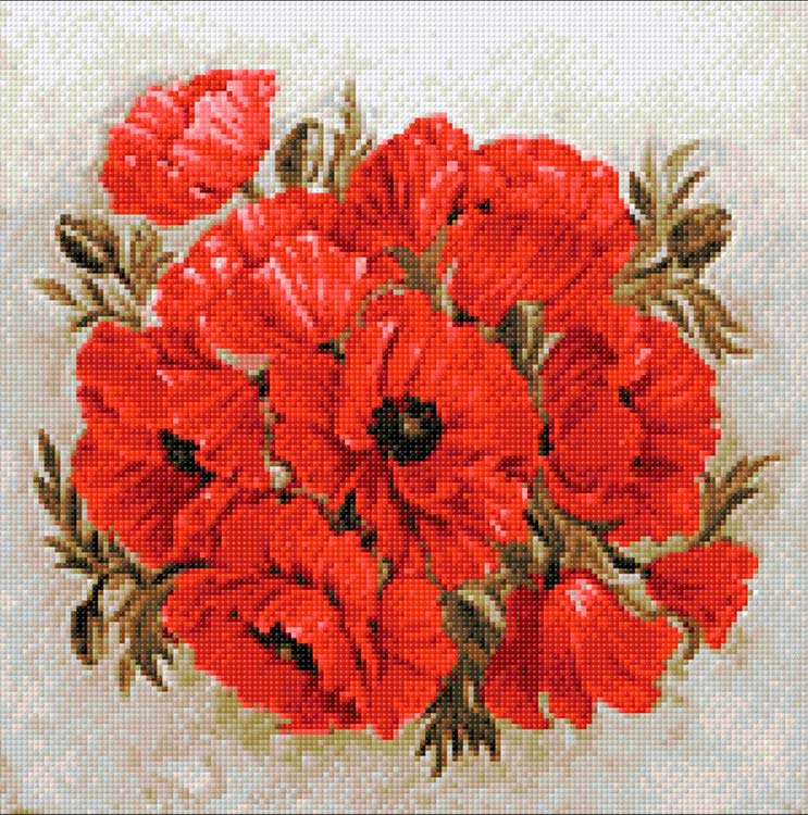 Алмазная вышивка «Алые маки» — картинка 2