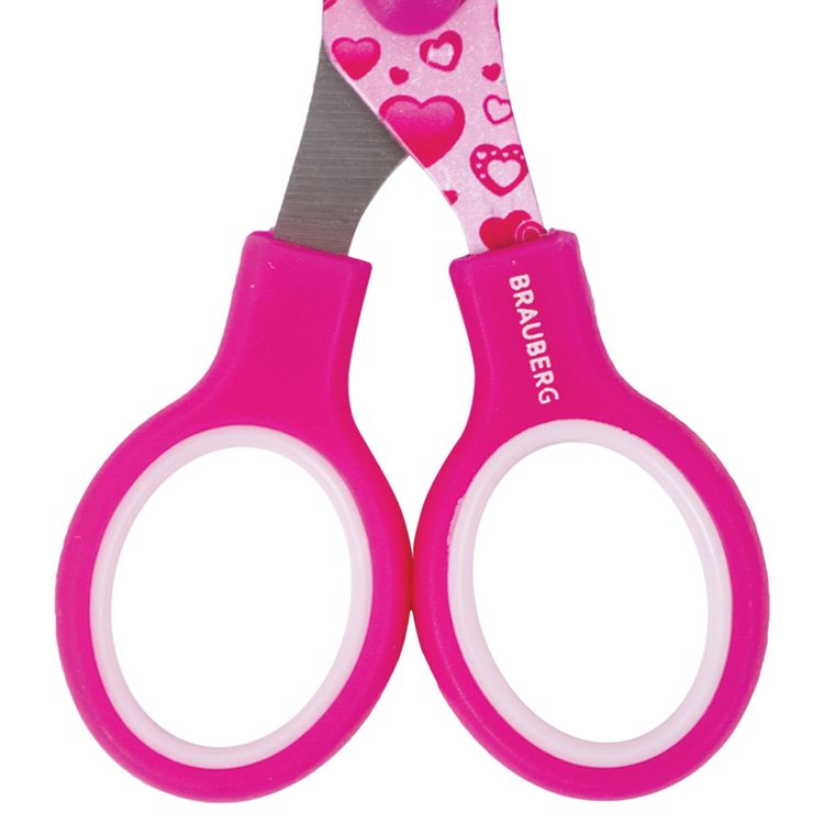 Ножницы Kid Series, 13 см, с цветной печатью «Сердечки», закругленные, Brauberg — картинка 4