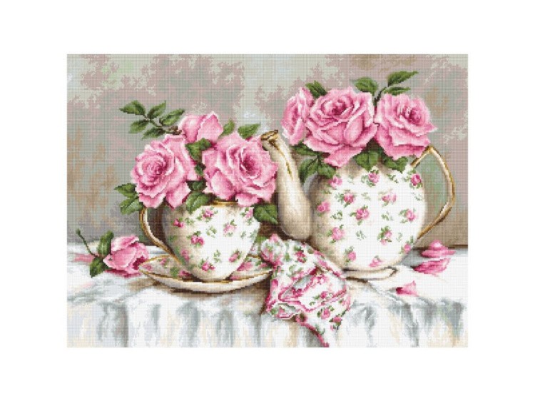 Набор для вышивания «Утренний чай и розы»