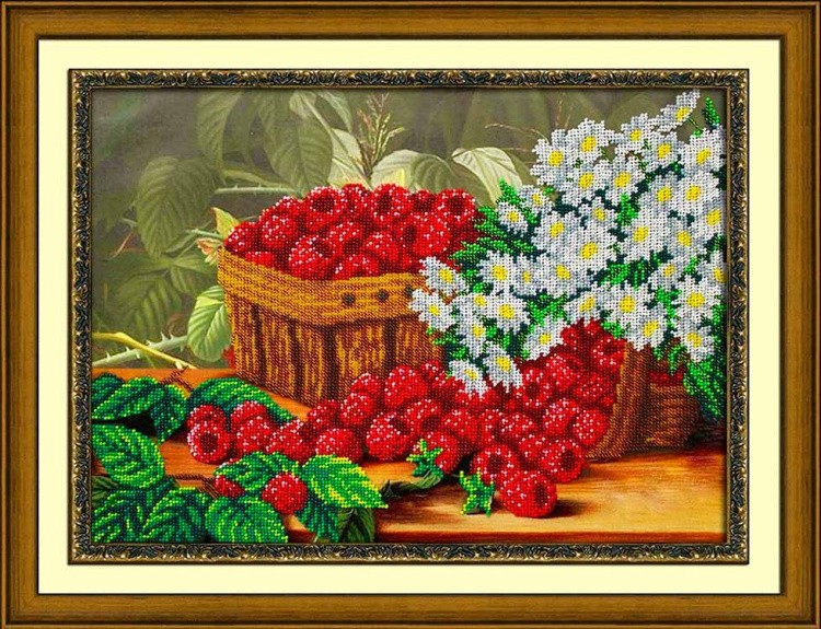 Набор вышивки бисером «Малина и ромашки» — картинка 2