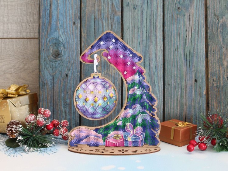 Набор для вышивания «Зимняя краса. Подставка с новогодним шаром» — картинка 3