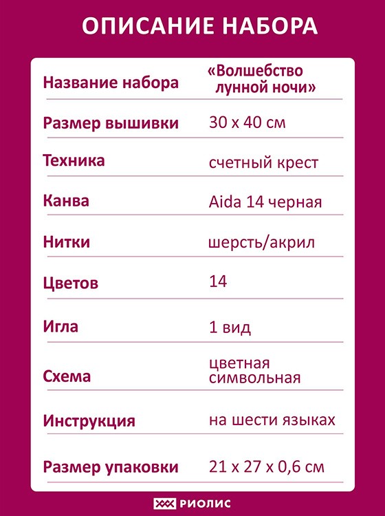 Набор для вышивания «Волшебство лунной ночи» — картинка 5