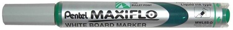 Маркер для доски Maxiflo, 4 мм, перо пулеобразное, цвет: зеленый, Pentel