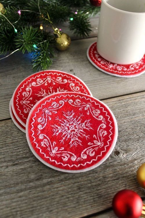 Набор для вышивания «Зимние узоры. Набор для сервировки бокалов. 4 шт.» — картинка 3