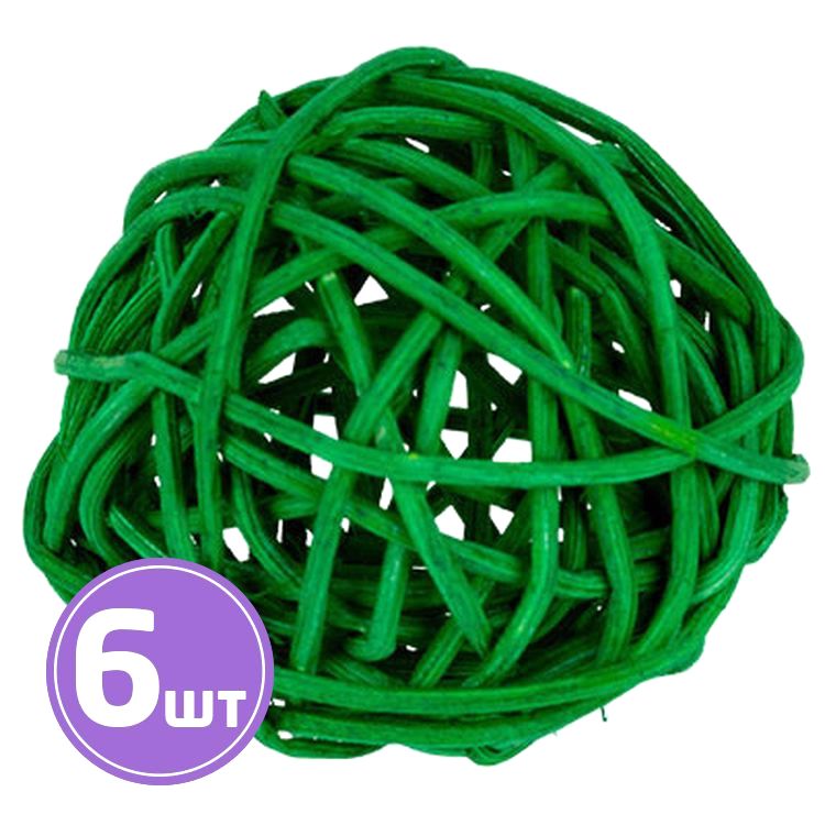 Шар декоративный из ротанга d 9 см, 6 шт., цвет: №07 зеленый, Blumentag