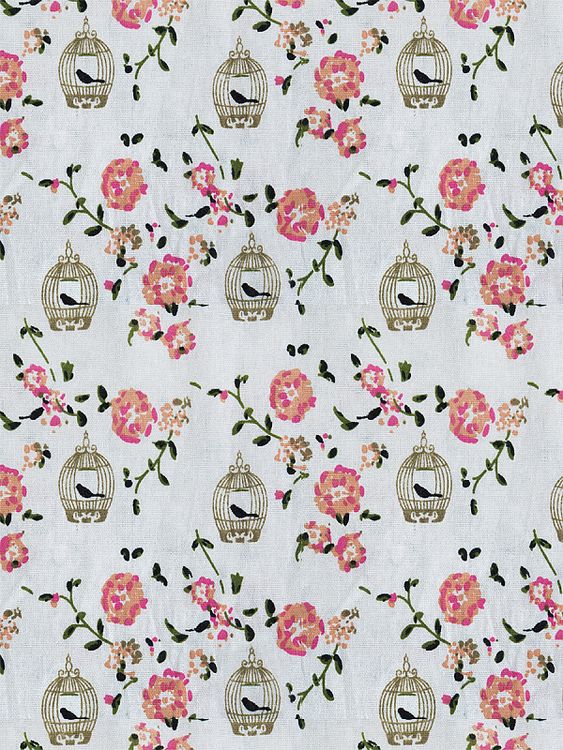 Ткань Лен, 140 г/м², 5 м x 150 см, цвет: белый, розовый, растительный принт, TBY — картинка 3