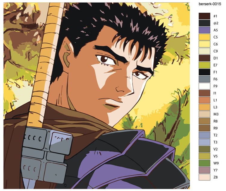 Картина по номерам «Берсерк Berserk манга аниме: Гатс 40x40» — картинка 2