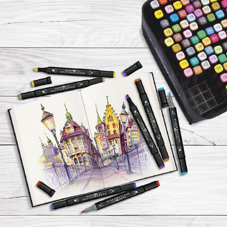 Маркеры для скетчинга двусторонние BRAUBERG ART DEBUT BLACK, цвет: набор 96 цв — картинка 12