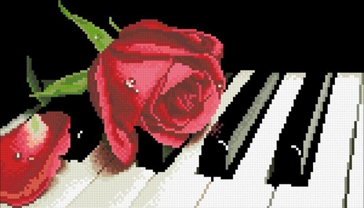 Алмазная вышивка «Роза на рояле»