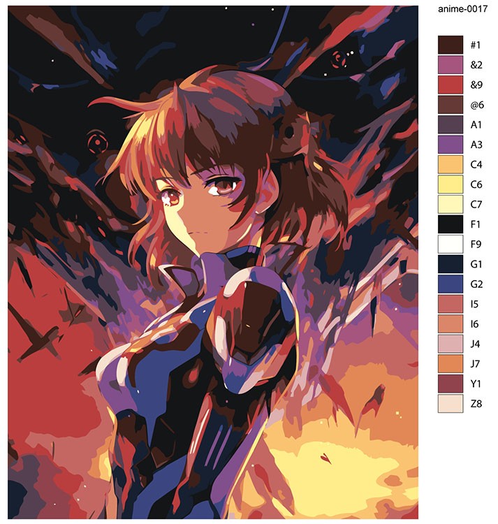 Картина по номерам «Аниме: Девушка в космосе в мире будущего» — картинка 2