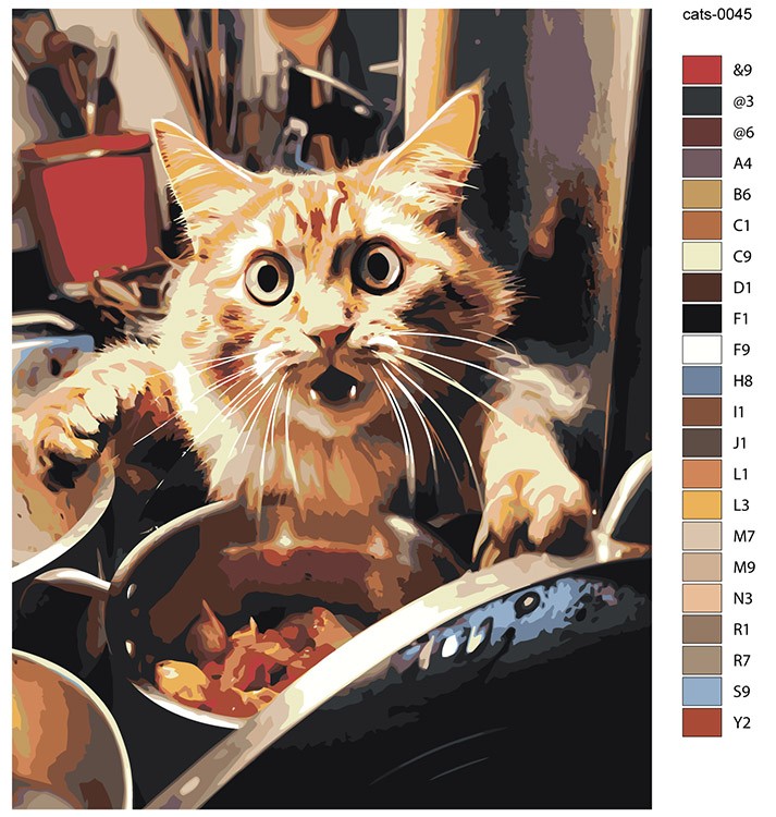 Картина по номерам «Шокированный кот на кухне 2» — картинка 2