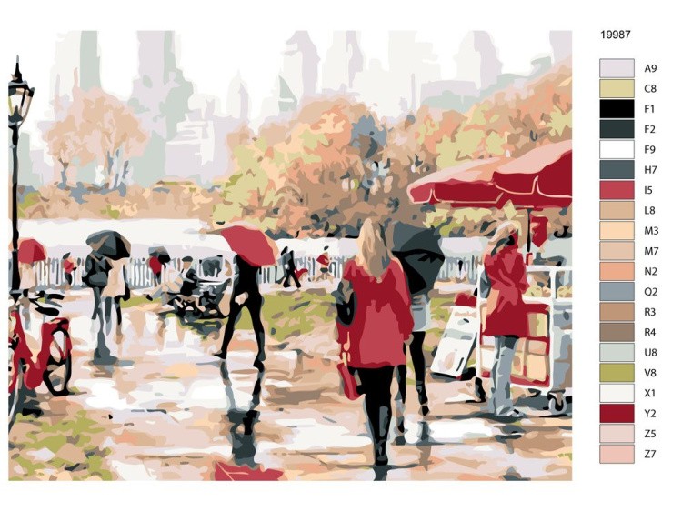 Картина по номерам «Люди под зонтами» — картинка 2