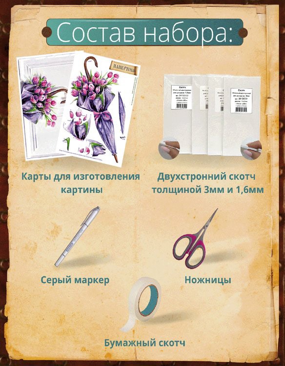 Набор папертоль «Зонтик» 28x40 см   — картинка 3