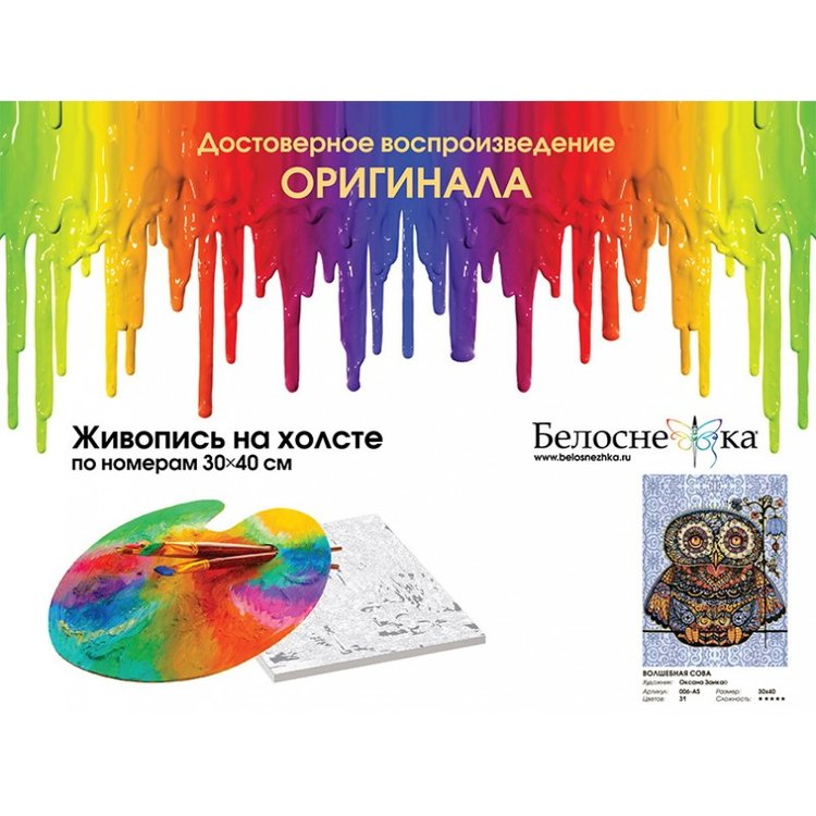 Картина по номерам «Волшебная сова» — картинка 4