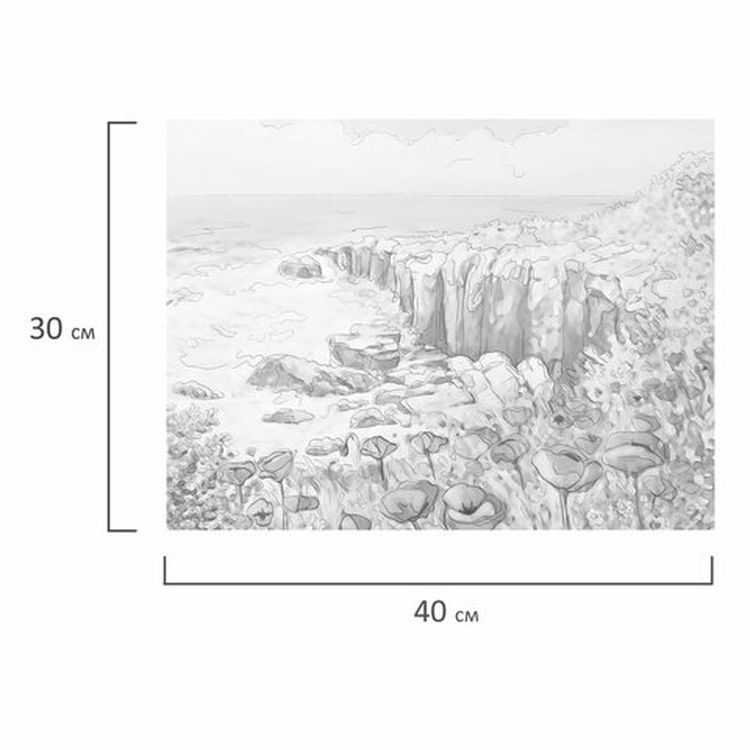 Холст на картоне с контуром BRAUBERG ART CLASSIC «Цветы и море», 30х40, грунтованный, хлопок — картинка 3