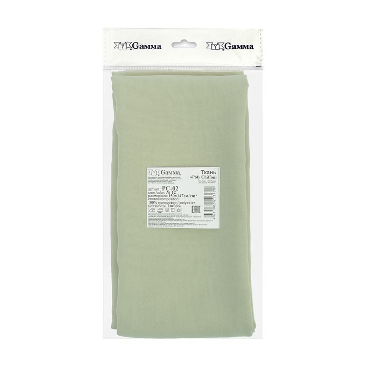 Ткань блузочная Poly Chiffon, 84 г/м2, 1,5 м х 147 см, цвет: оливковый, Gamma — картинка 2