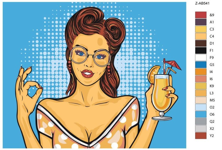 Картина по номерам «Девушка с бокалом» — картинка 2