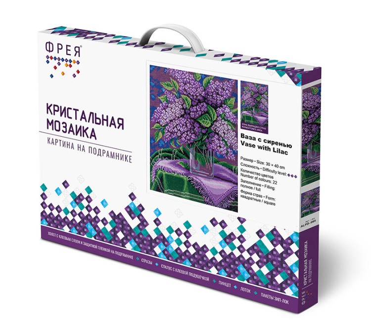 Алмазная вышивка «Ваза с сиренью» — картинка 2