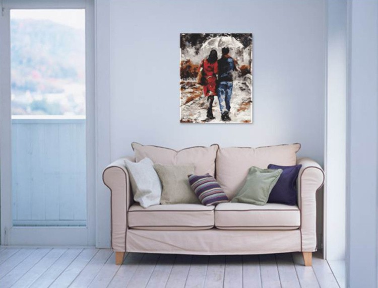 Алмазная вышивка «Влюбленные под дождем» — картинка 4