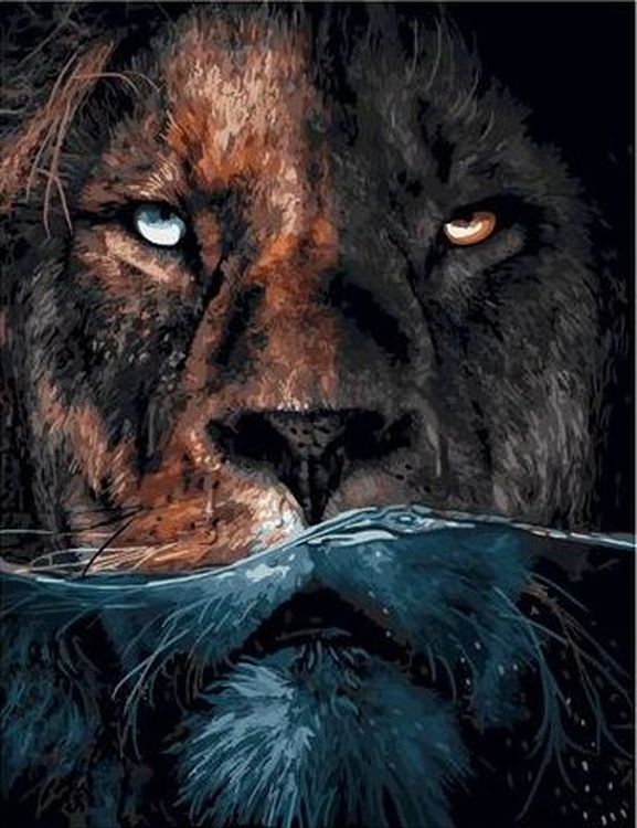 Картина по номерам «Суровый лев»