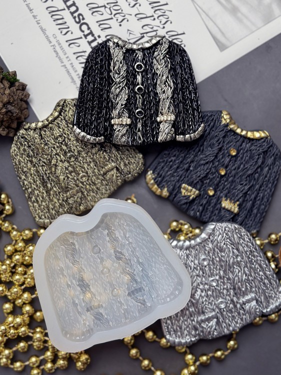 Силиконовый молд - Вязаный свитер, 9x8см, 1 шт. — картинка 2