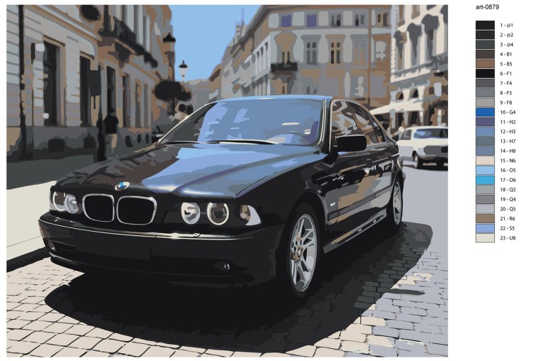 Картина по номерам Машина БМВ BMW E39 в городе — картинка 2