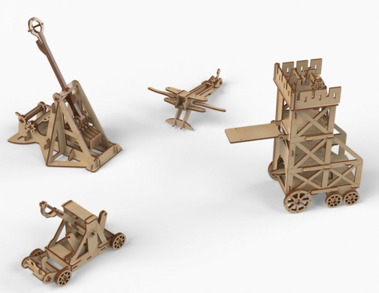 Конструктор из дерева «Набор рыцарей и осадных орудий для замка», Playwood — картинка 2