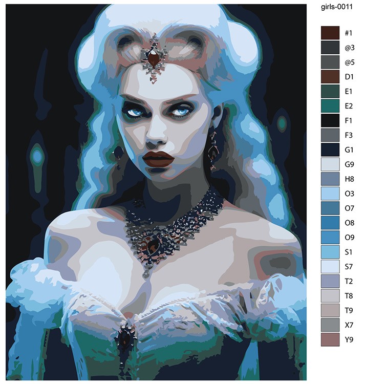 Картина по номерам «Девушка-вампир в холодных тонах» — картинка 2