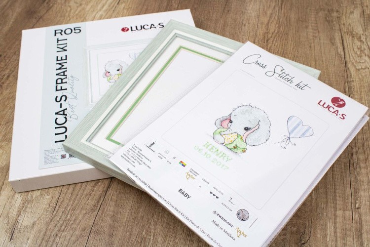 Набор для вышивания с рамкой «Слоненок в зеленых тонах» — картинка 4