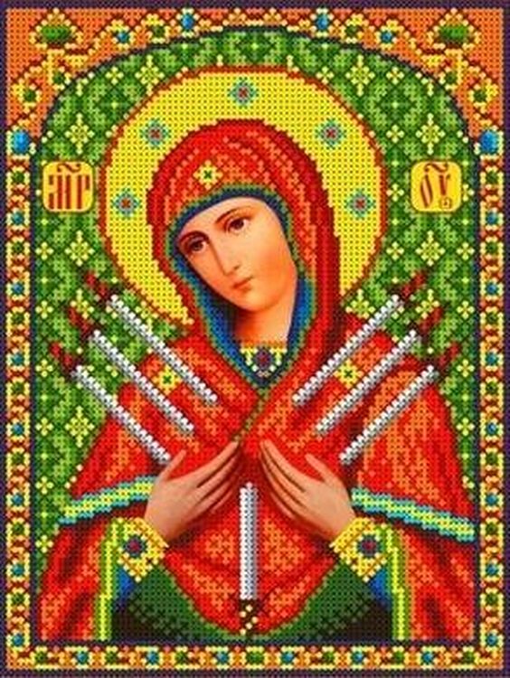 Рисунок на ткани «Богородица Семистрельная»