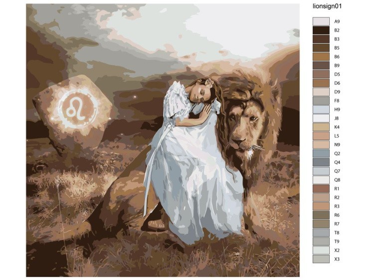 Картина по номерам «Знак зодиака. Дева и лев» — картинка 2
