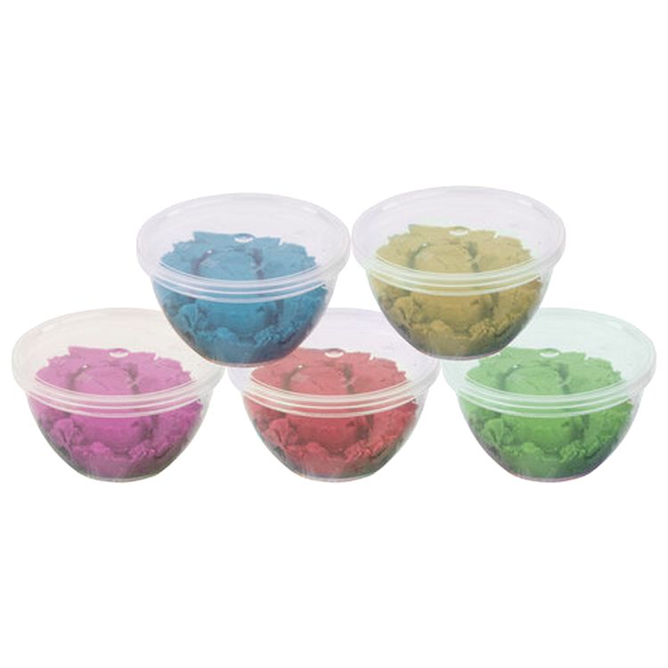 Песок для лепки кинетический Юнландия, 5 цветов, 700 г, формочка, картонный рукав — картинка 2