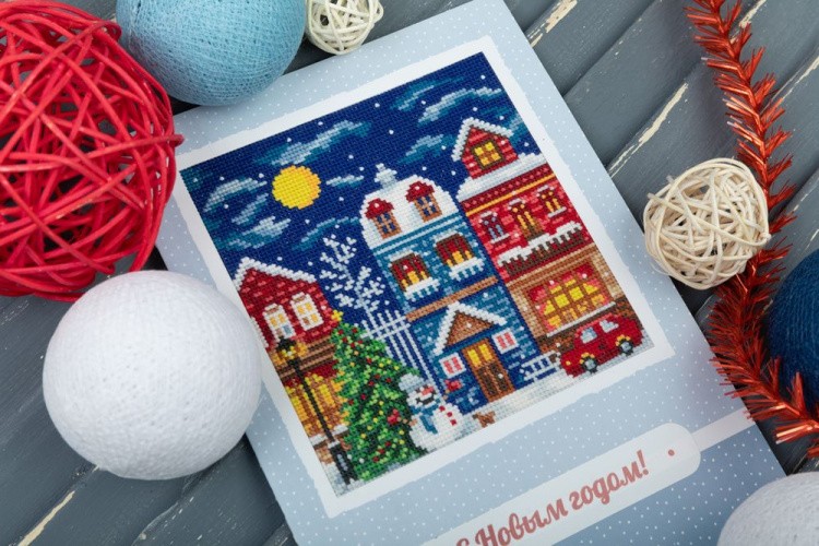 Набор для вышивания «Открытка. Зимний городок» — картинка 5