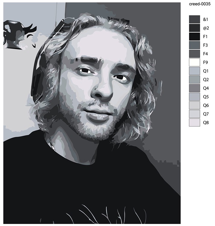 Картина по номерам «Стример и певец Егор Крид: портрет чб» — картинка 2