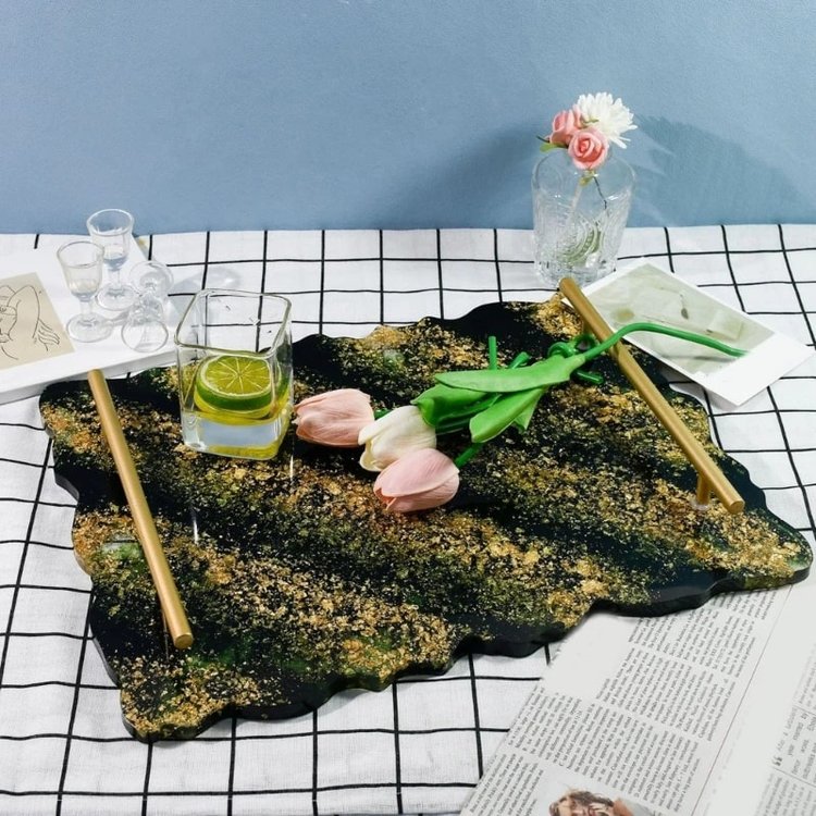 Силиконовый молд для эпоксидной смолы - Поднос жеода, 40x30см, 1 шт. — картинка 2