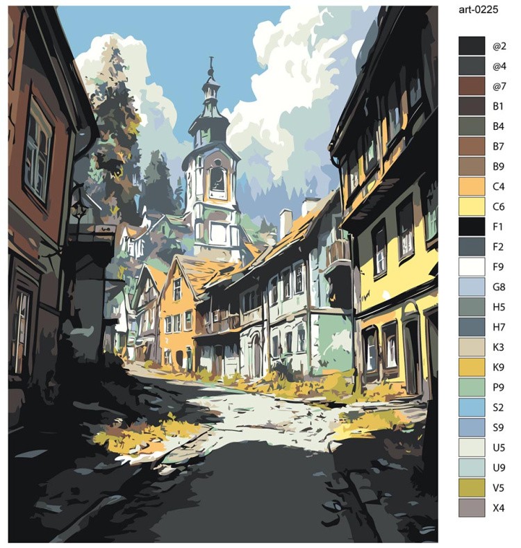 Картина по номерам «Старая церковь в горной деревне, пейзаж» — картинка 2