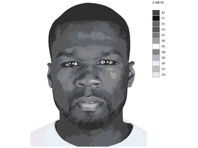 Картина по номерам «50 Cent ч/б» — картинка 2