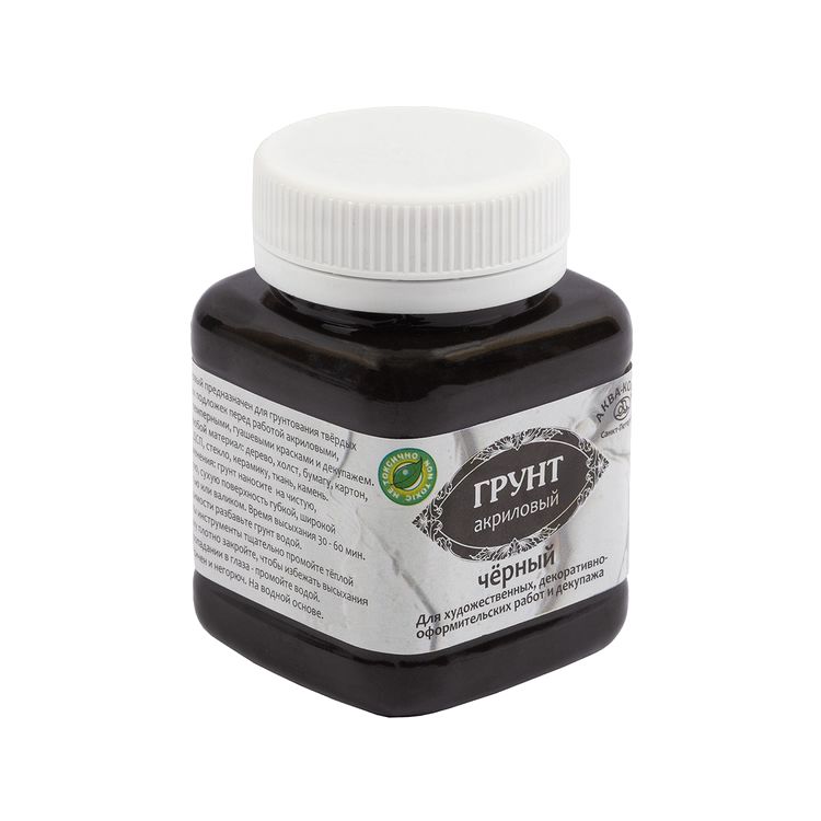 Грунт акриловый цветной 100 мл, черный, Аква-колор — картинка 2