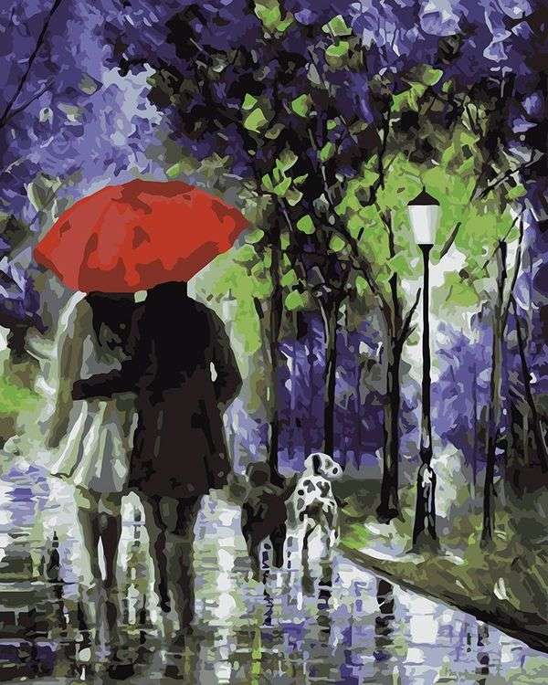 Картина по номерам по дереву «Под красным зонтом»