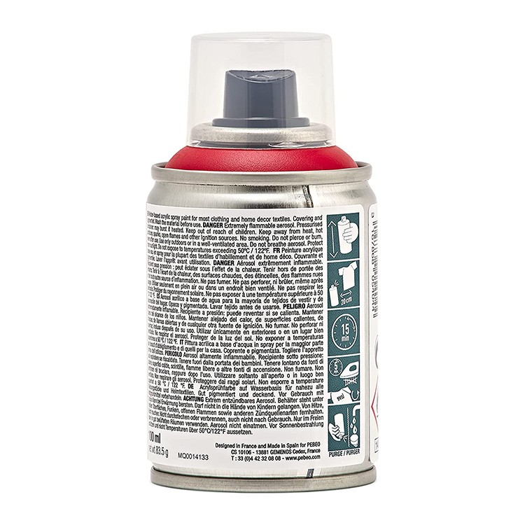 Краска для текстиля 7А Spray (аэрозоль), 100 мл, цвет: красный, Pebeo — картинка 5
