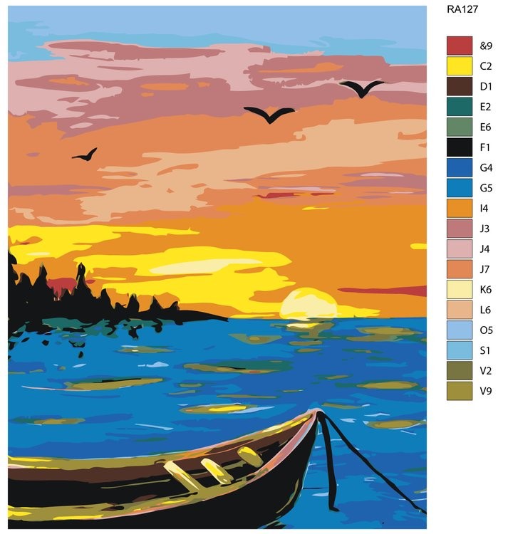 Картина по номерам «Закат на реке» — картинка 2