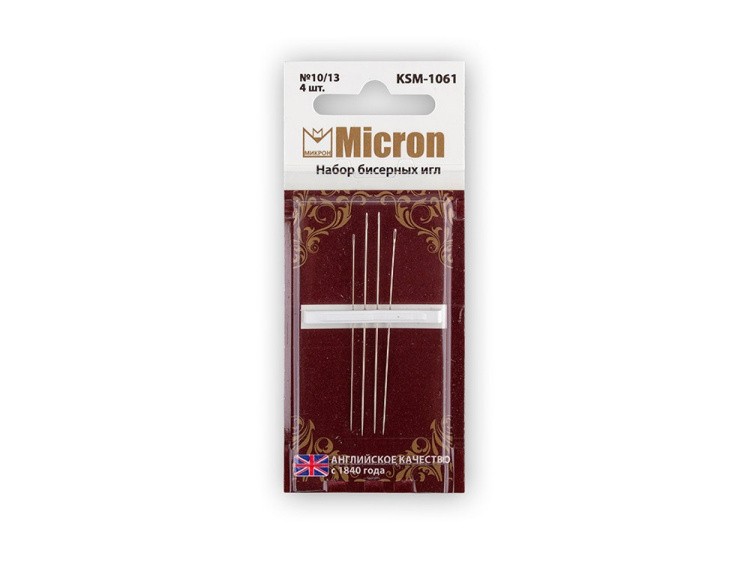 Набор ручных игл Micron для вышивания бисером №10/13, 4 шт., арт. KSM-1061