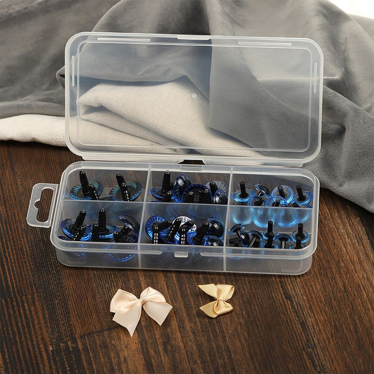 Набор глаз в органайзере винтовые, пластик, с лучиками синие, d11-22 мм, 46 шт., с фиксацией №6, Magic 4 Toys — картинка 5