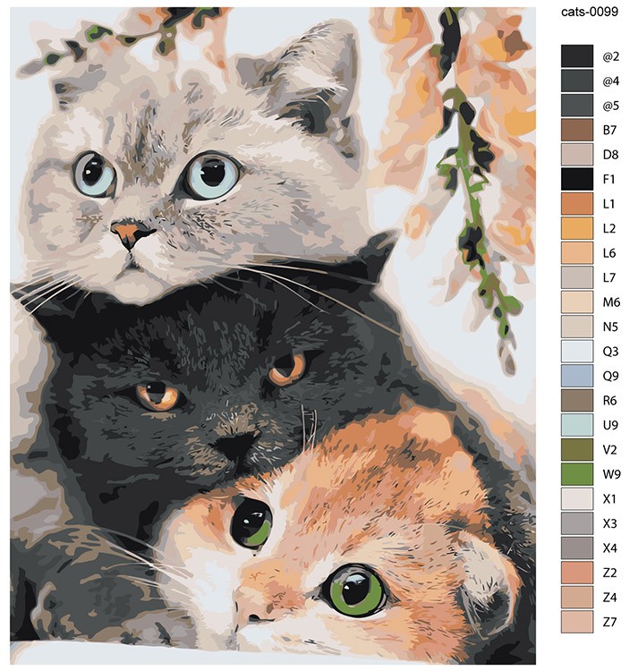 Картина по номерам «Котики: Серый, черный и рыжий кот 40х50» — картинка 2