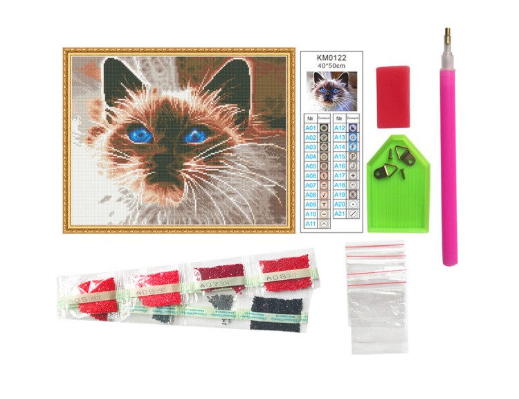 Алмазная вышивка «Дымчатый кот» — картинка 2
