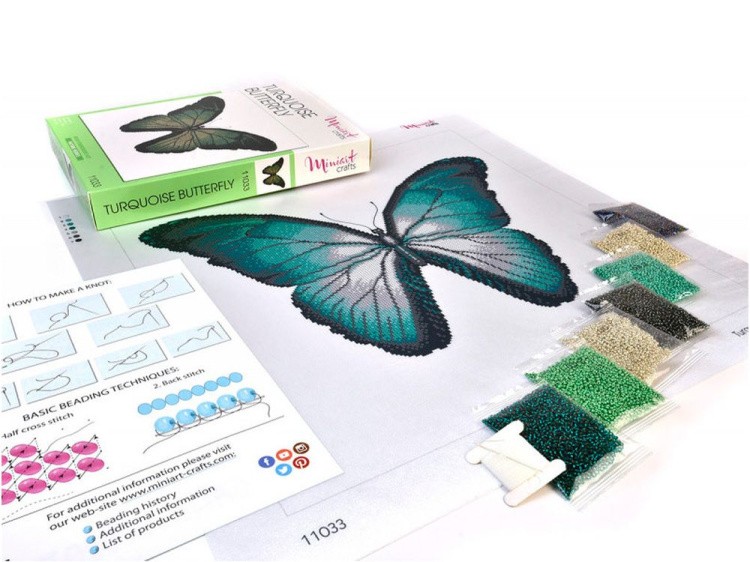 Набор вышивки бисером «Бирюзовая бабочка» — картинка 3