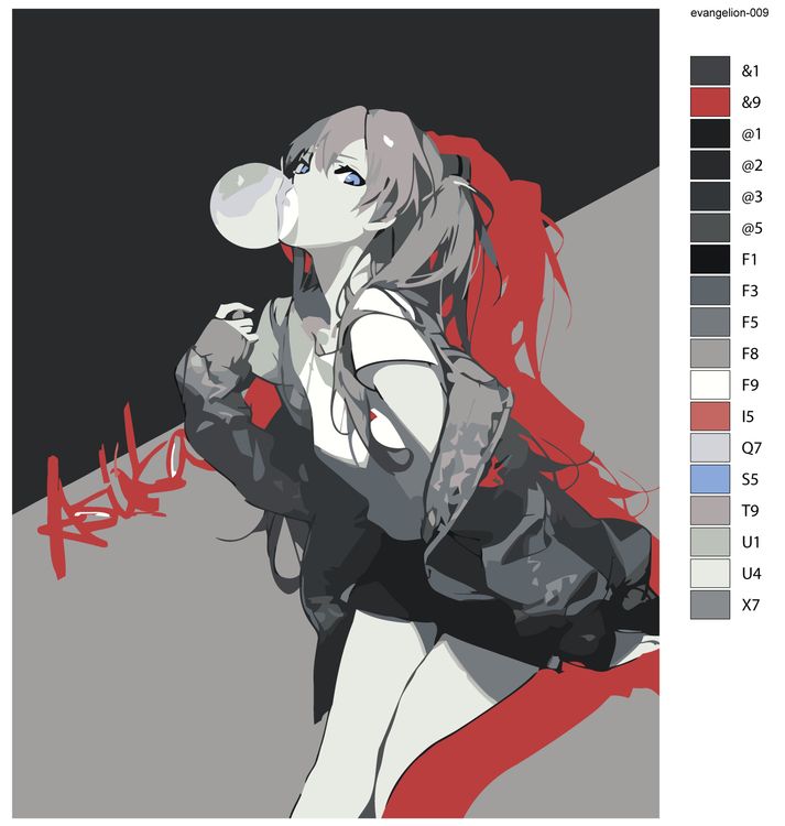 Картина по номерам «Evangelion Евангелион: Аска Лэнгли 3» — картинка 2