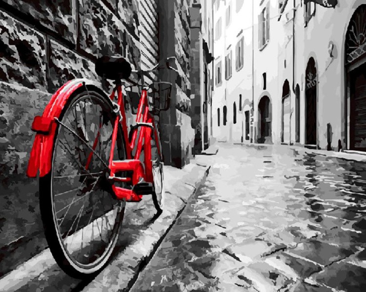 Картина по номерам «Красный велосипед»