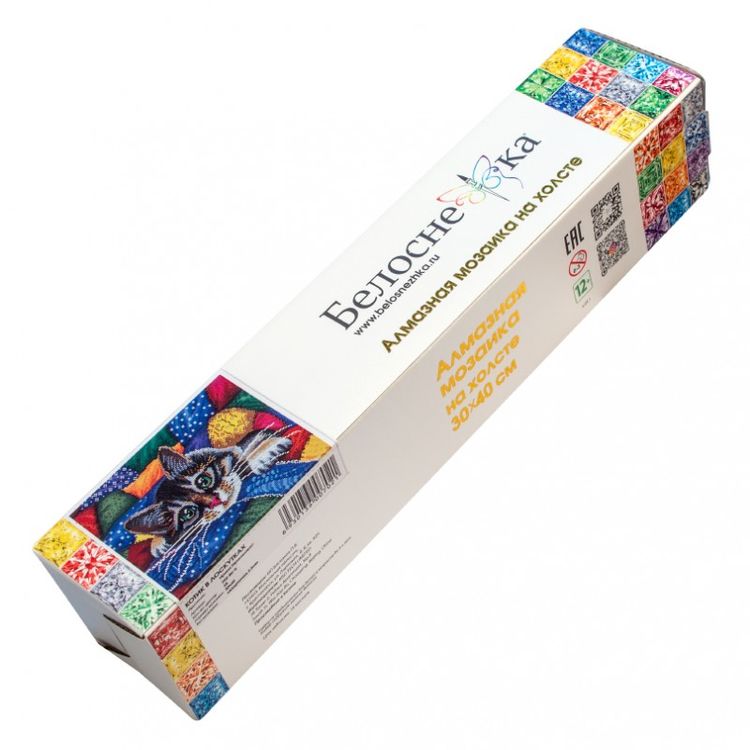 Алмазная вышивка «Котик в лоскутках» — картинка 2